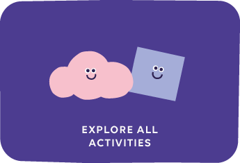 Smiling shapes and explore all activities text